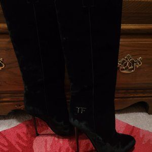 Tom Ford Black Velve Stiletto Boots - 38 1/2